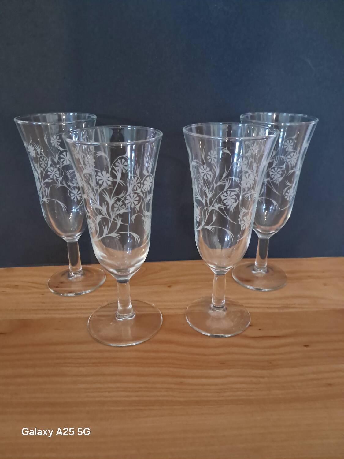 4 Enghien Luminarc champagne flutes from the 50s