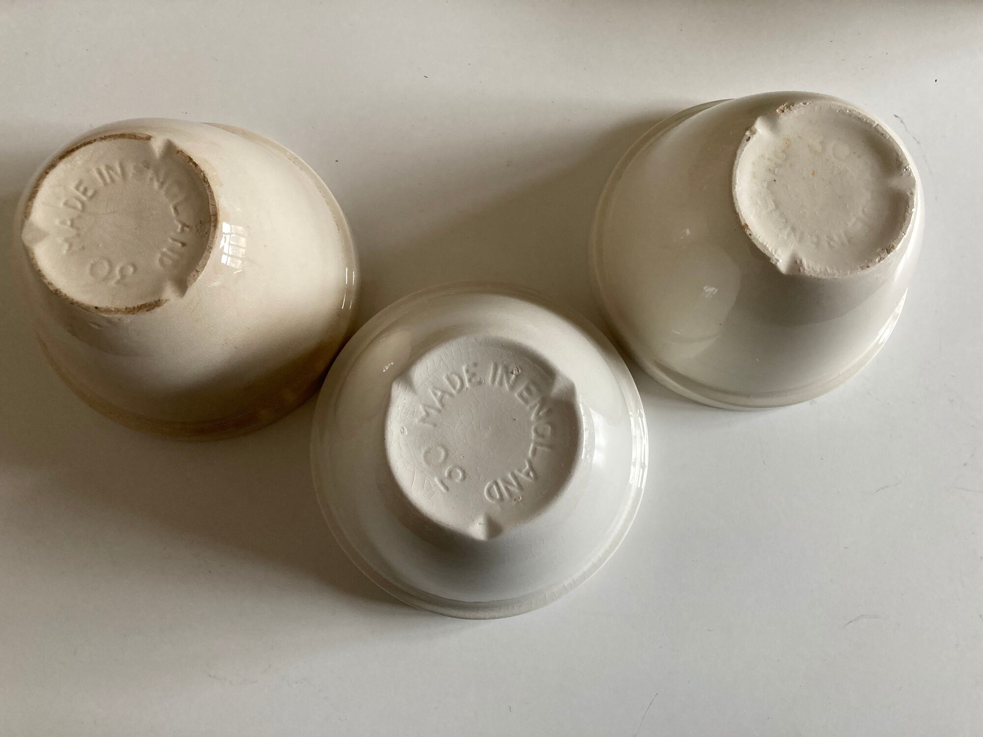 Set of 3 bowls in faience English iron land 1900 mixing bowl 30
