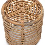 Cylindrical pouf in curved rattan by Castano, 1960s