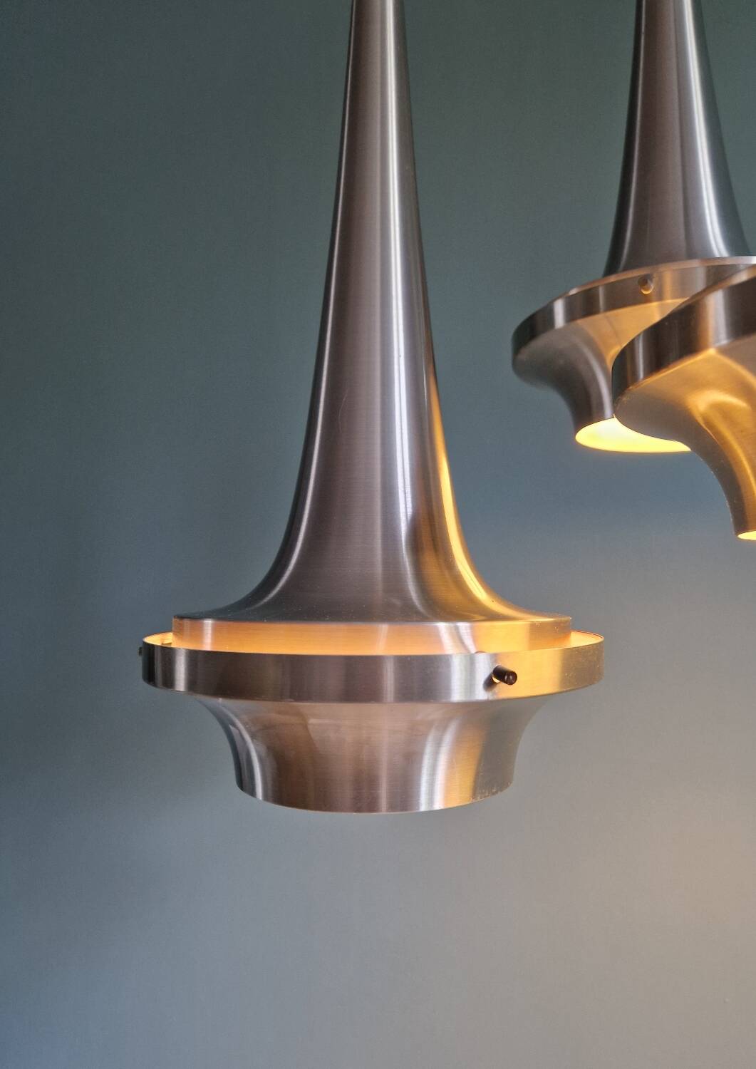 Lustre cascade Space Age en aluminium brossé, années 1960-70