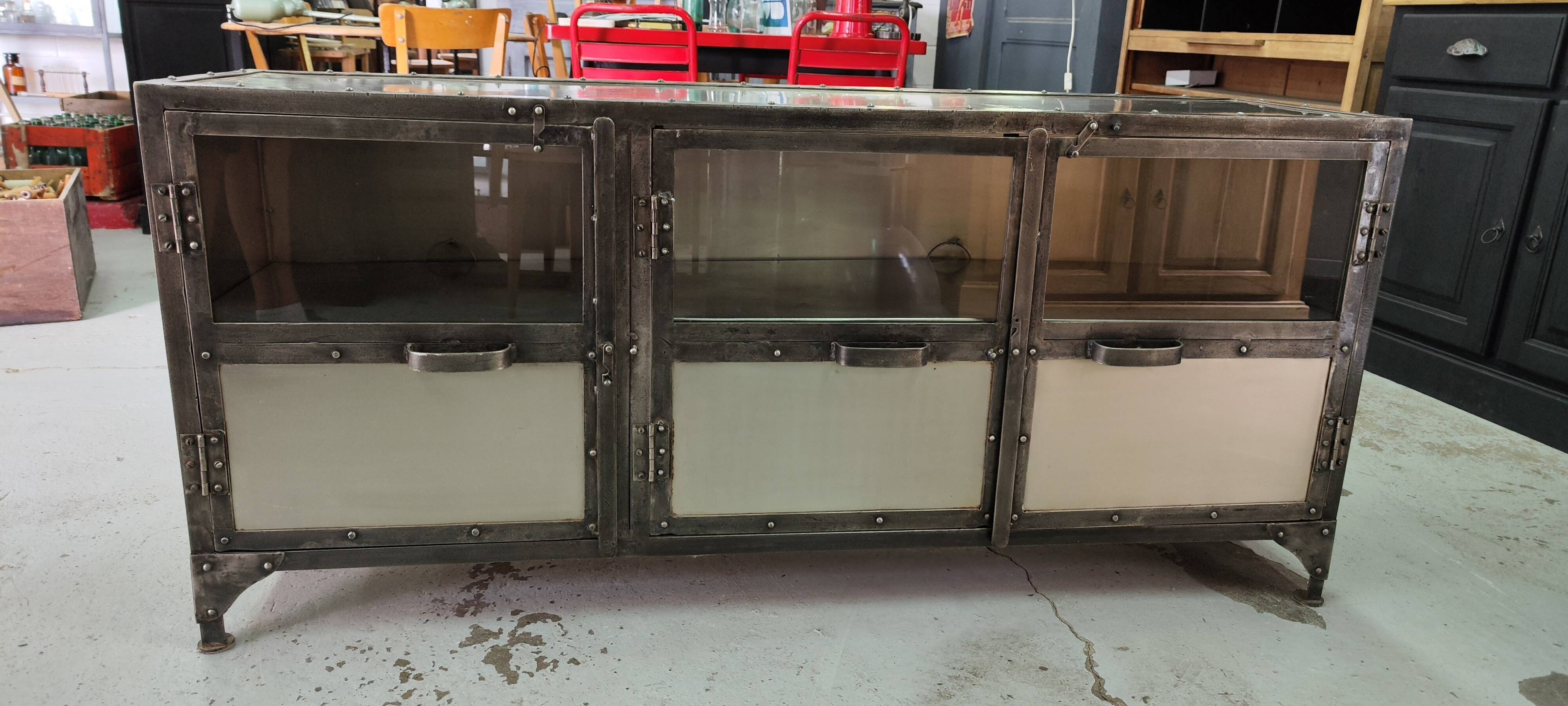 Metal tv stand three doors showcase