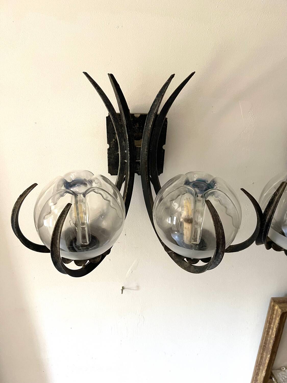 Brutalist pair of Mazzega glass sconces, Italy 1960