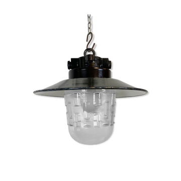 Vintage industrial factory hanging light, 1970s