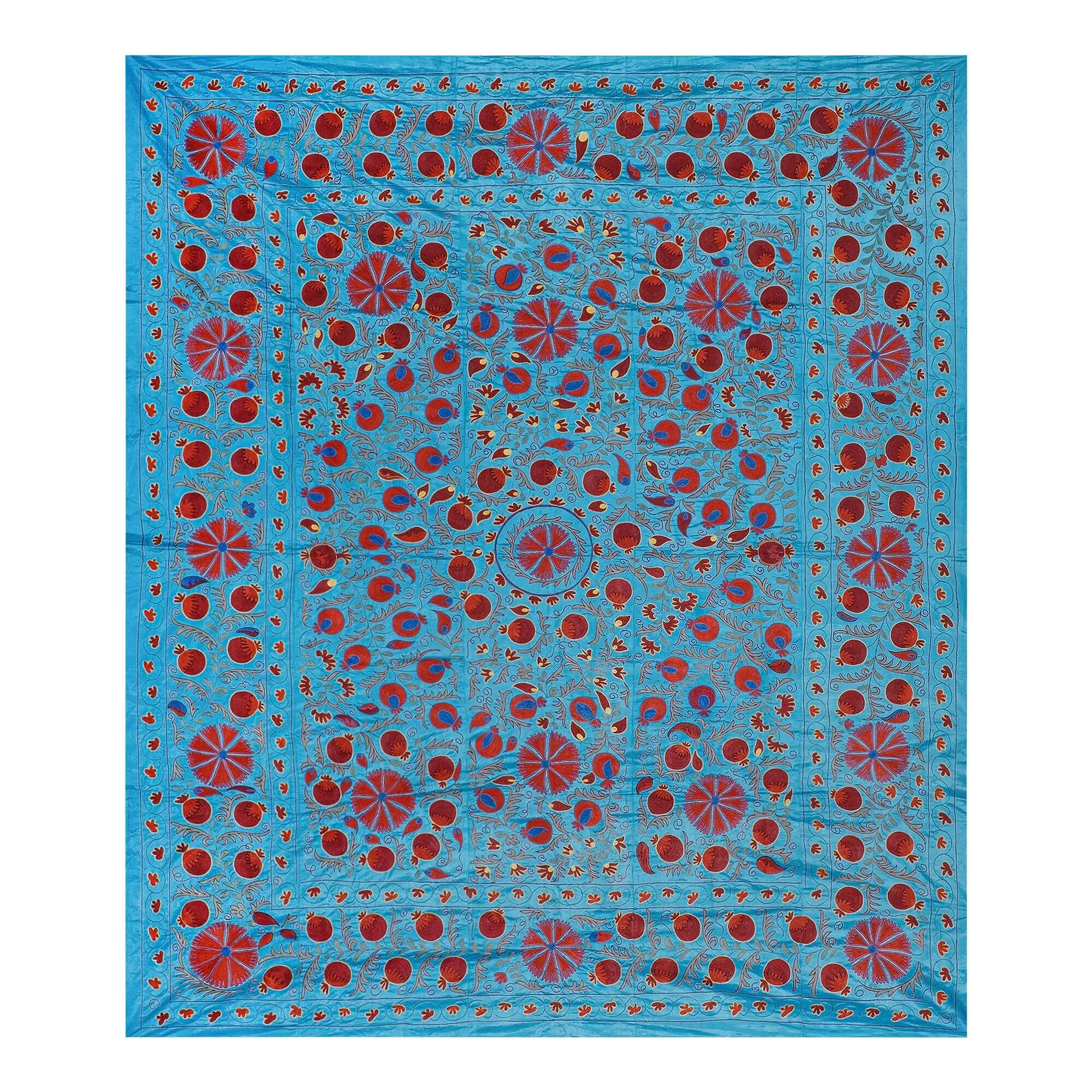 Vintage hand-embroidered Uzbek Suzani 256x305 cm
