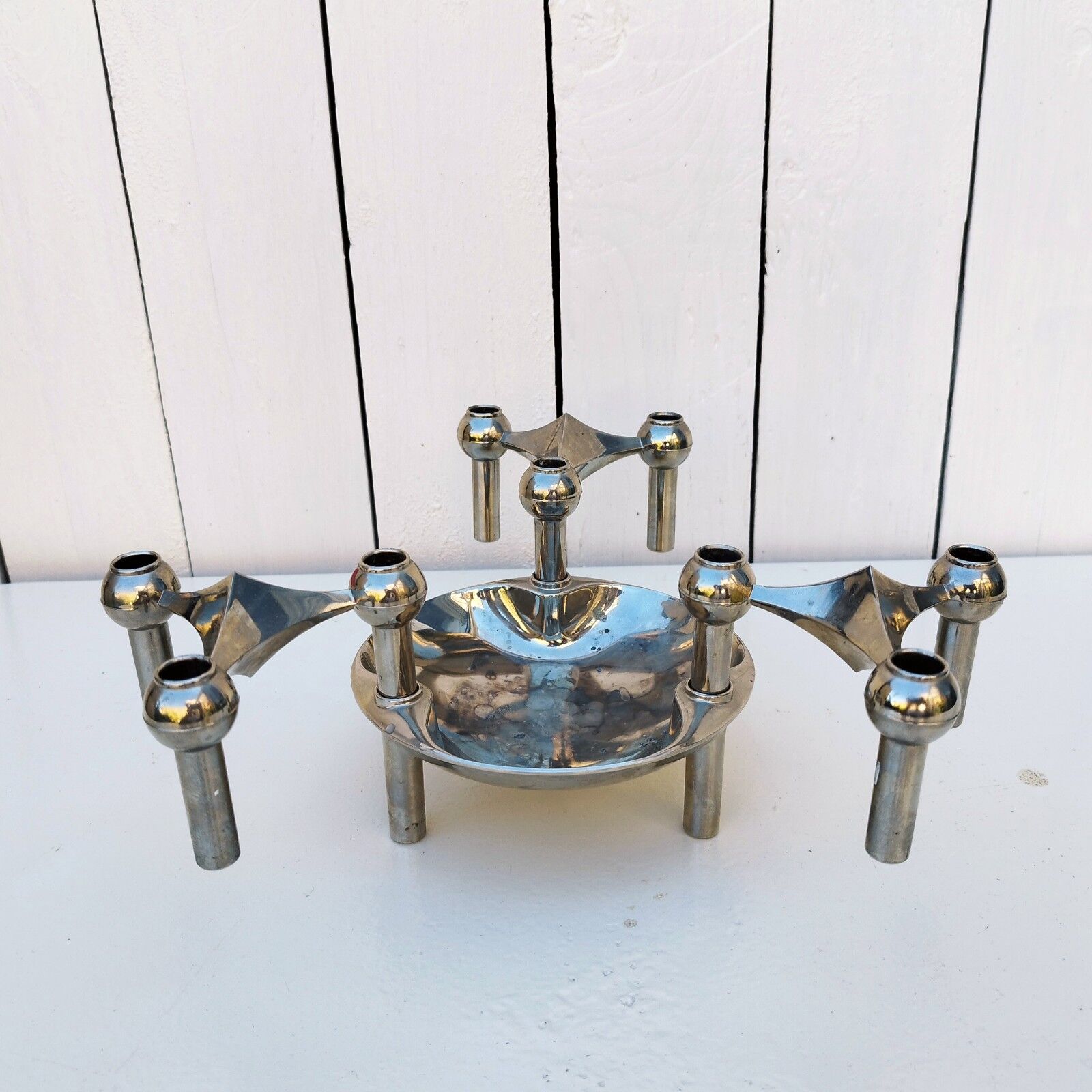 Bougeoirs métal chromé Nagel design 60/70
