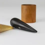 Carl Aubock II "The Bombs" salt and pepper shakers, walnut & horn, 1950s