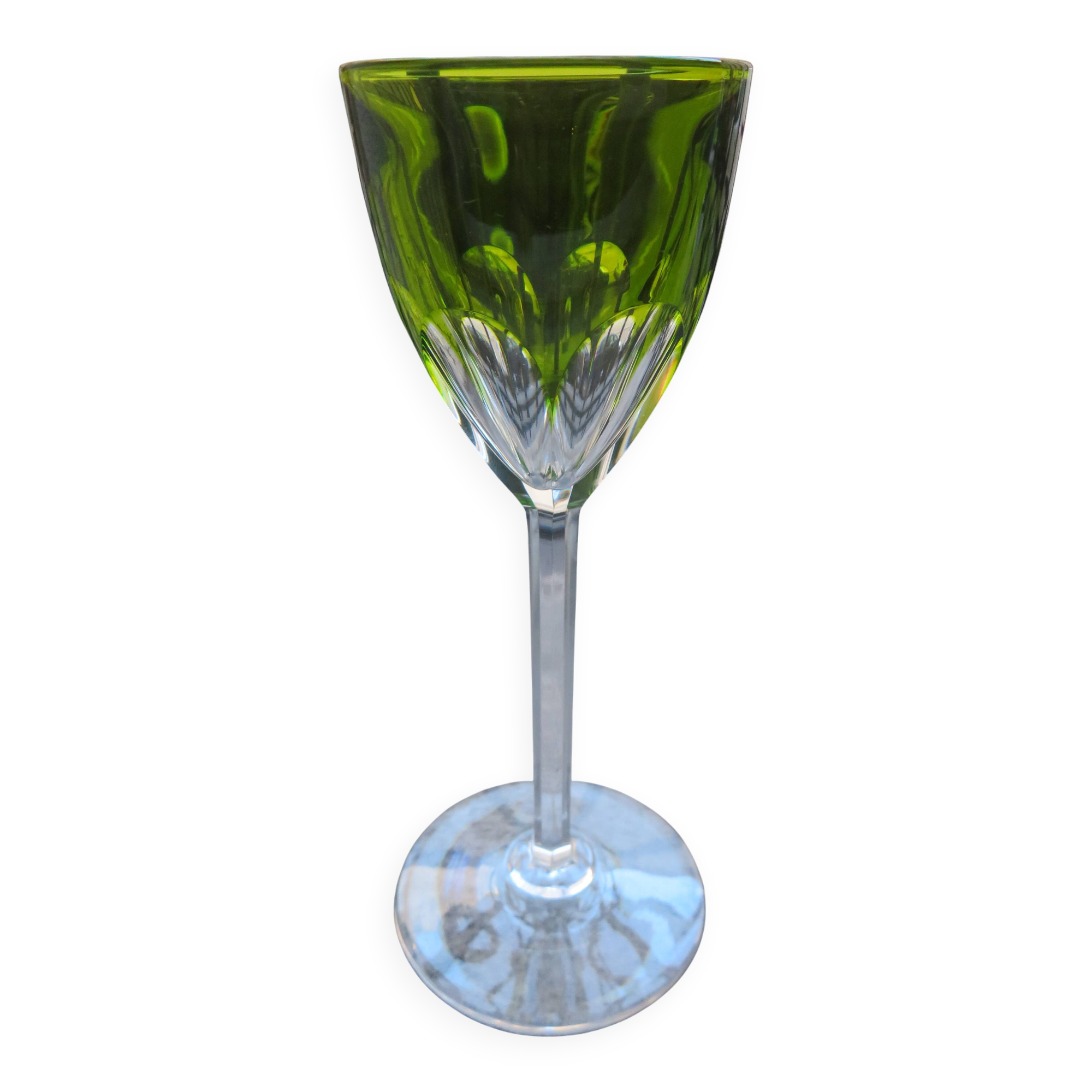 12cl Baccarat crystal wine glass, Genova model, Chartreuse lined, 19.1cm