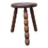 Turned wooden tripod stool