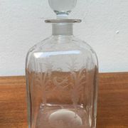 Bouteille en verre danoise vintage avec gravure