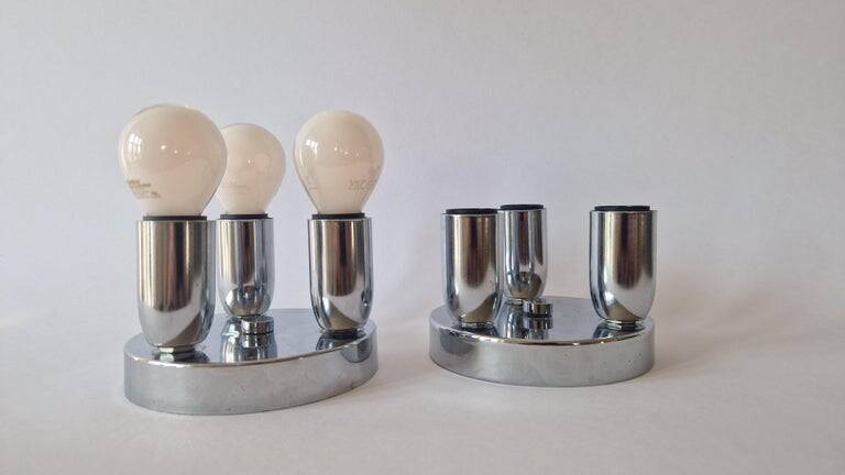 Set of Two Wall Lamps, Flush Mount, Sputnik, Space Age, Italy, 1970s