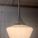Industrial pendant lamp opaline Art Deco style – 50s/60s