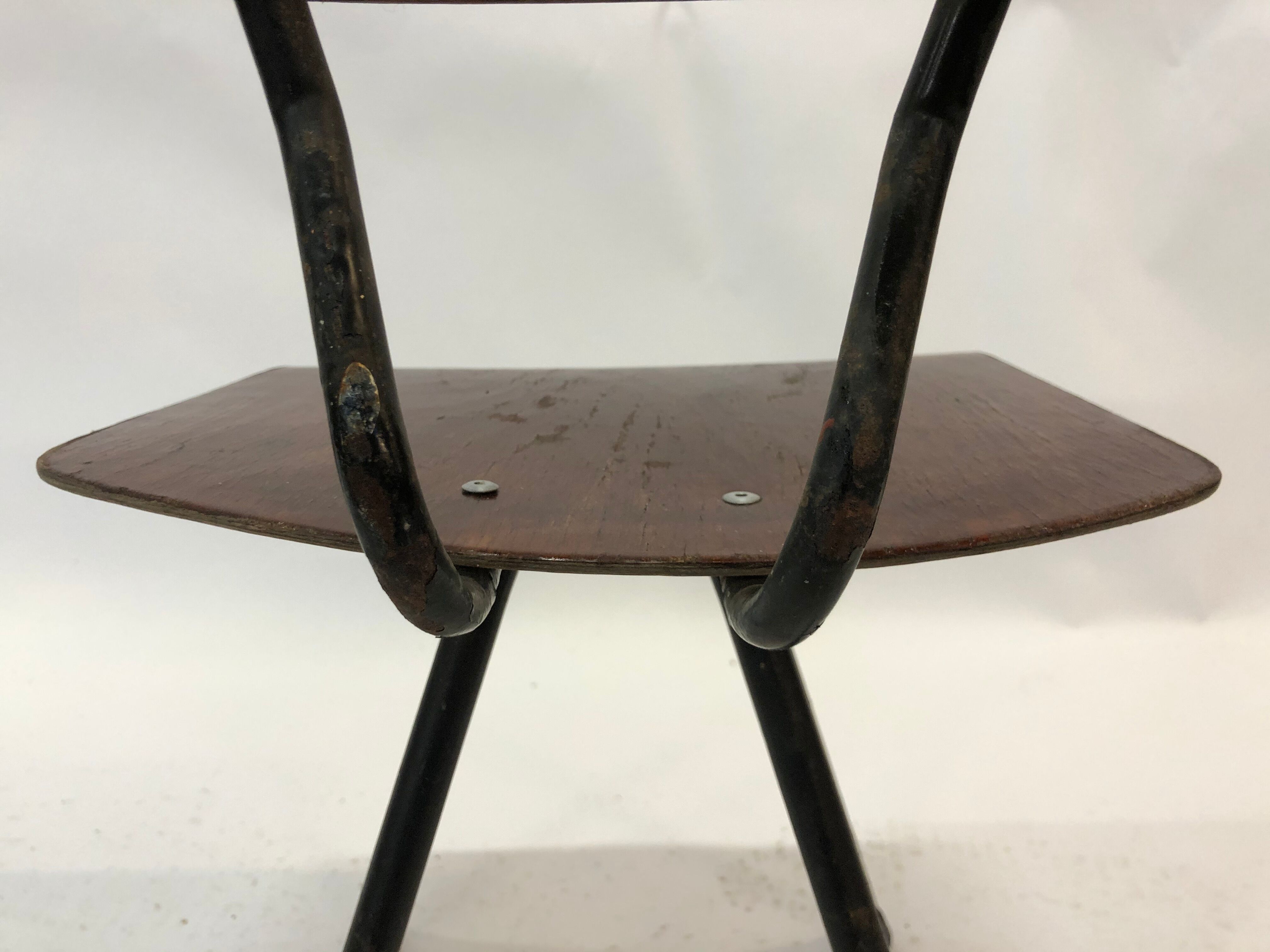Vintage industrial children's chair, school chair, Dutch design