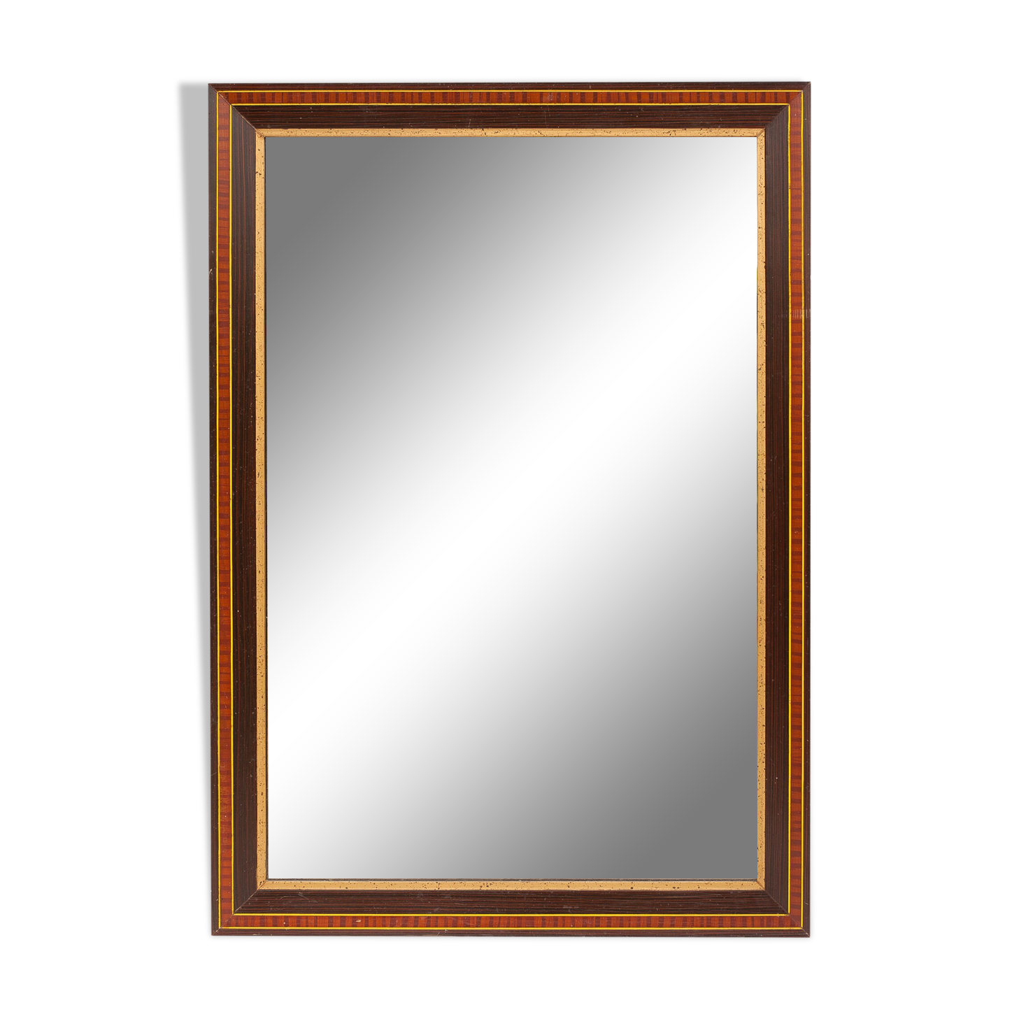 Vintage mirror with wooden frame, painted veneer, imitation marquetry 72x102cm