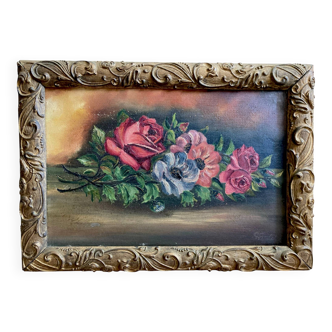 HST, still life with roses and anemone signed and dated 1930