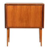 Scandinavian teak tambour bar cabinet