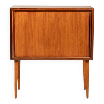 Scandinavian teak tambour bar cabinet