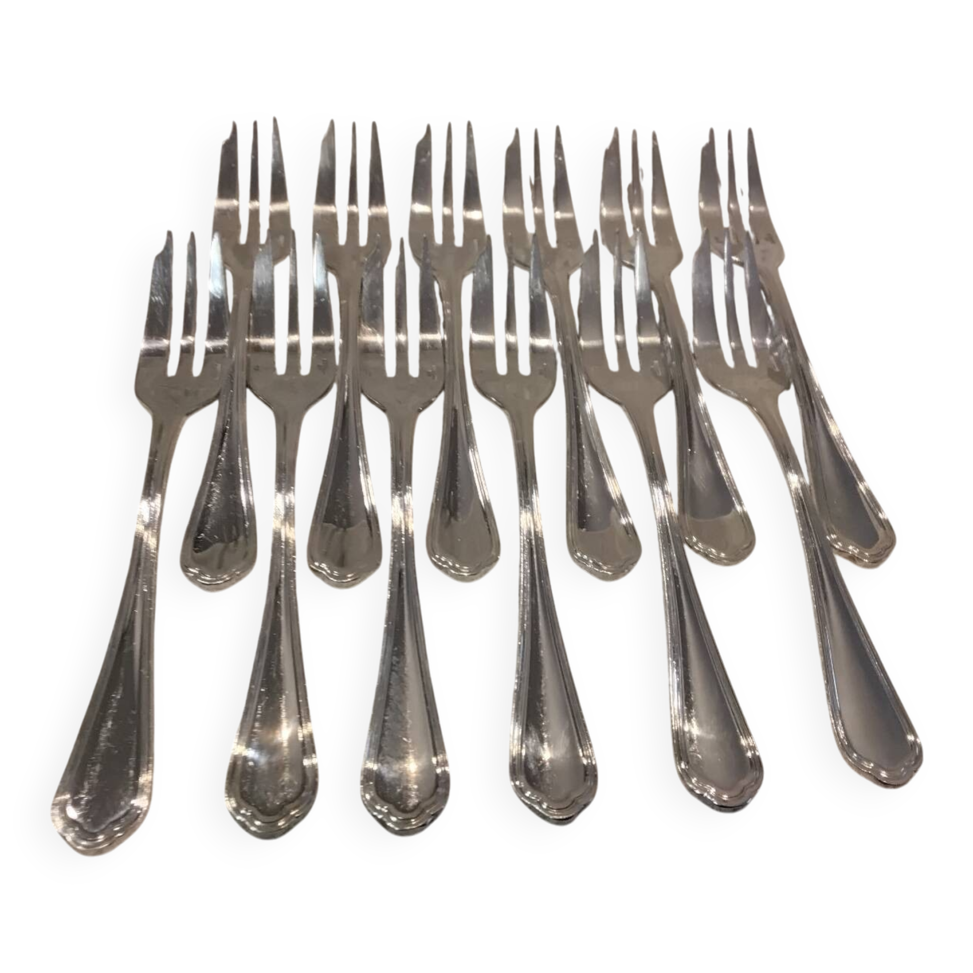 12 silver-plated metal cake forks by Christofle Spatours
