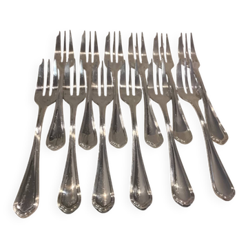 12 silver-plated metal cake forks by Christofle Spatours