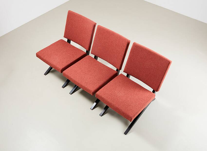 Set of 3 Scissor Easy Chairs Model FB18 by Architect Jan van Grunsven for Pastoe Netherlands 1955