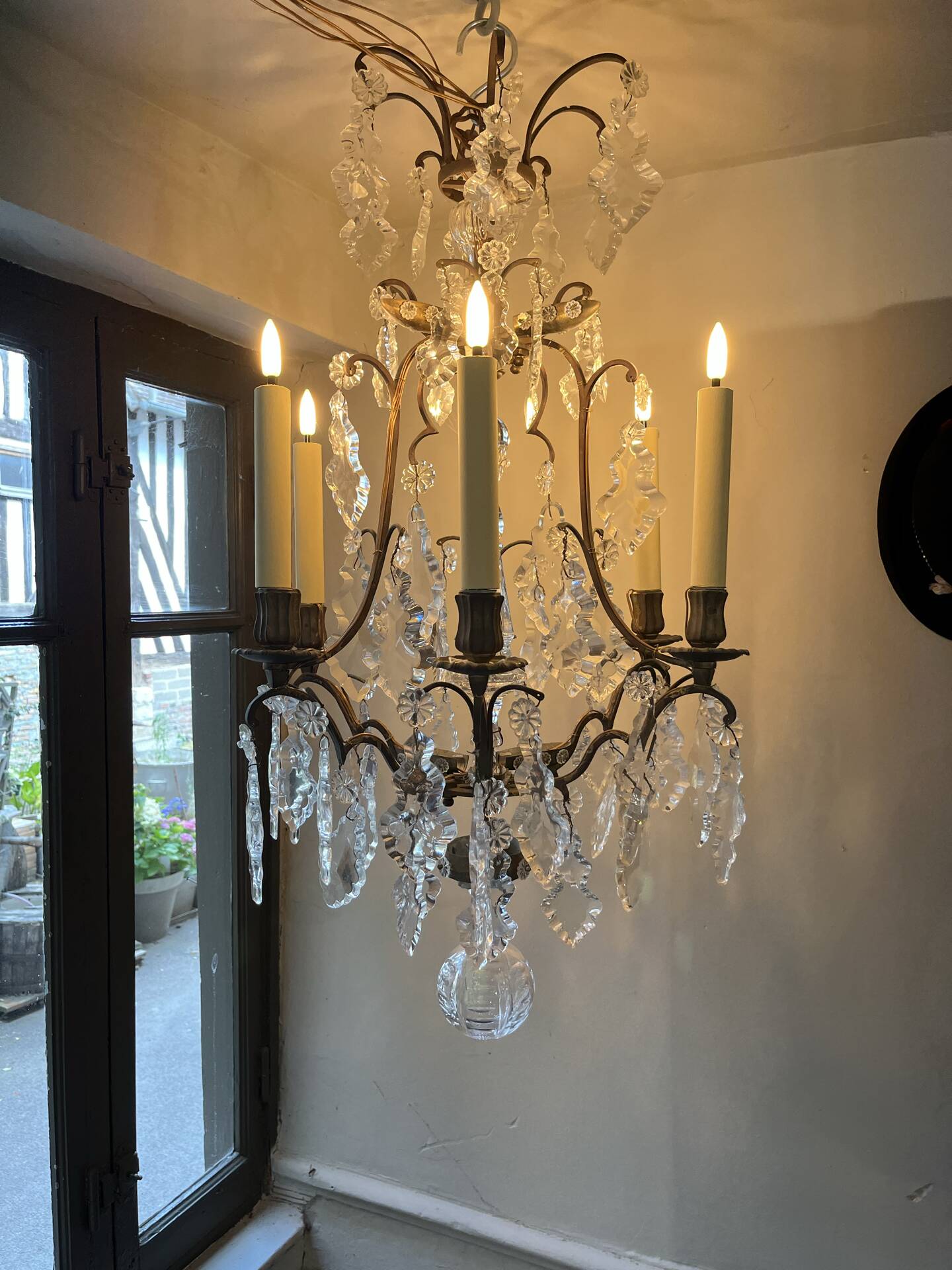 Lustre à pampille  cristal 19 eme
