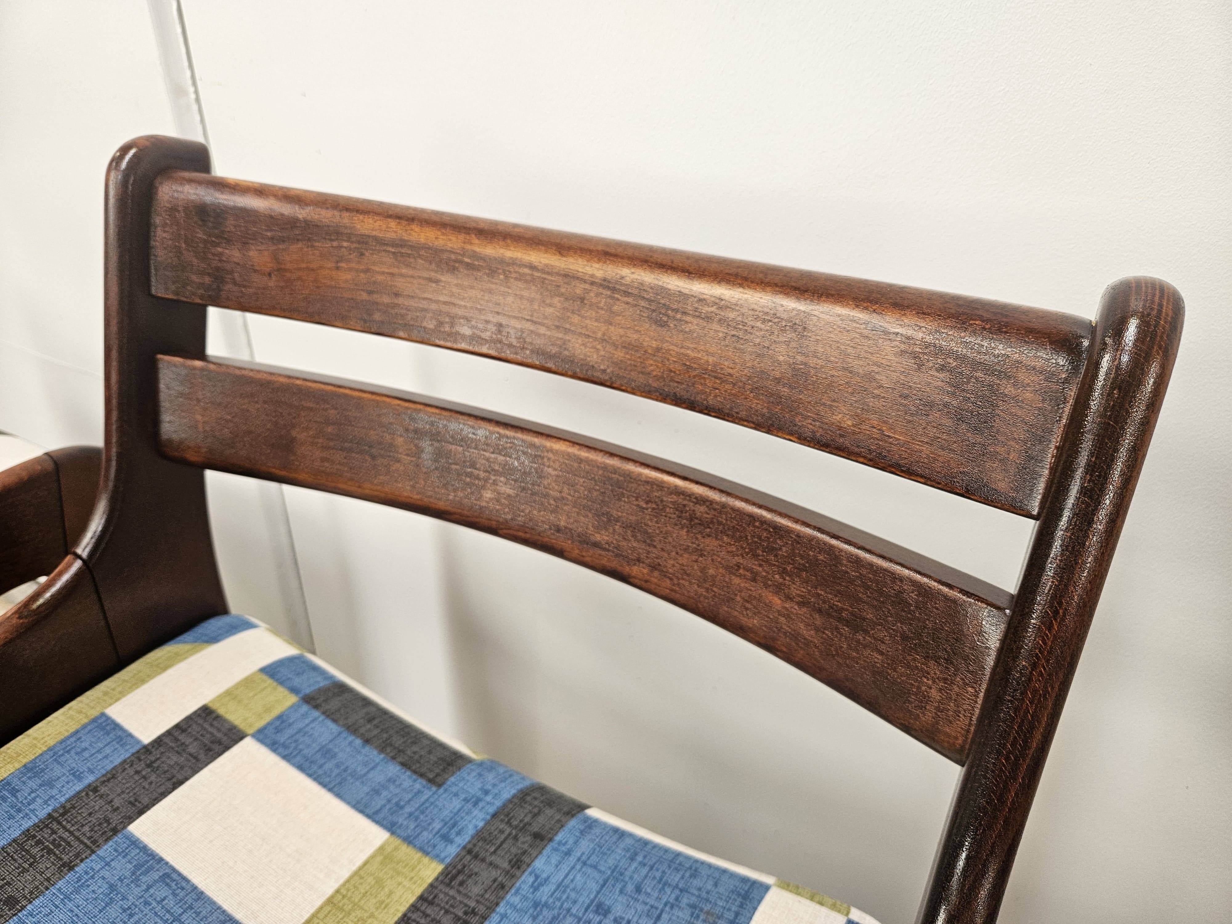 Chaises de salle à manger des années 70 en hêtre et tissu Space Age