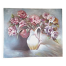 Peinture à l'huile bouquet de fleurs 60x50 cm