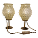 Duo lamps chiseled glass antique bronze base