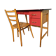 Bureau et chaise vintage en hêtre et skai