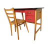 Desk and chair in beech and skai vintage