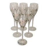 Six flûtes à champagne, Perrier-Jouët, Belle Epoque, E.Gallé