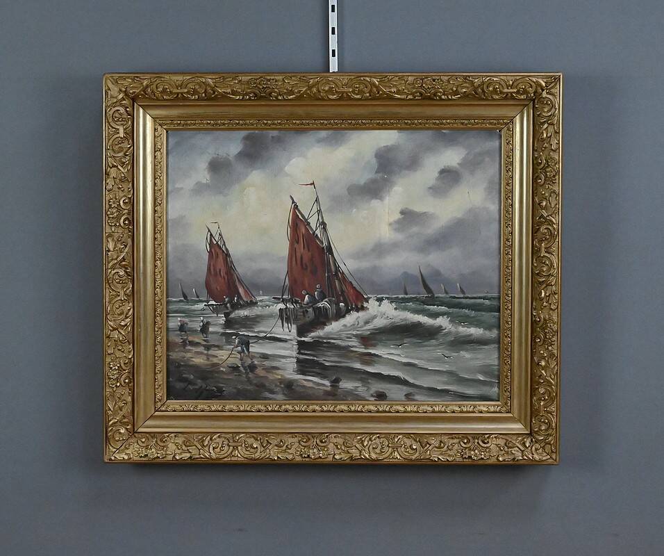 Tableau "Fishing Memory" signed L. Henry – late 19th century