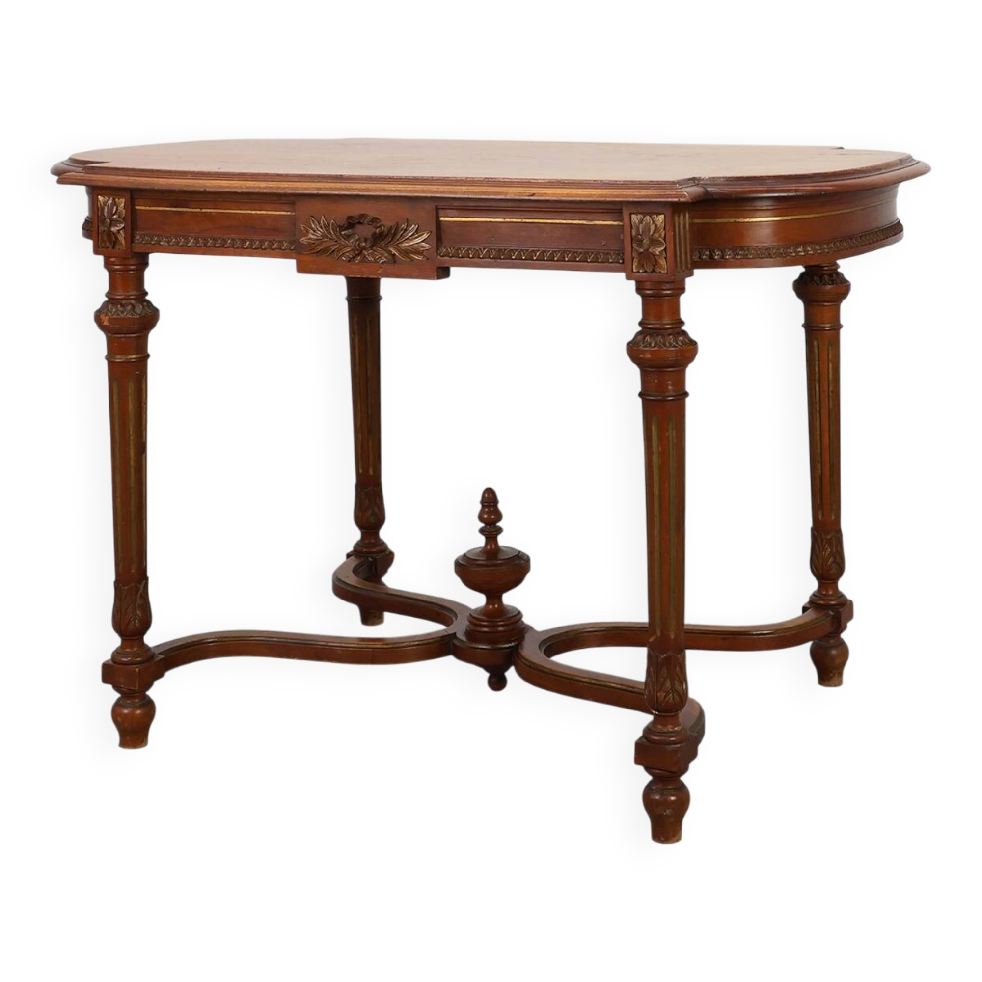 French Empire‑Style Oak Side Table with Gilt Details, ca. 1900