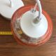 Vintage Glass Globe Pendant 70' Orange Band Electrical System New