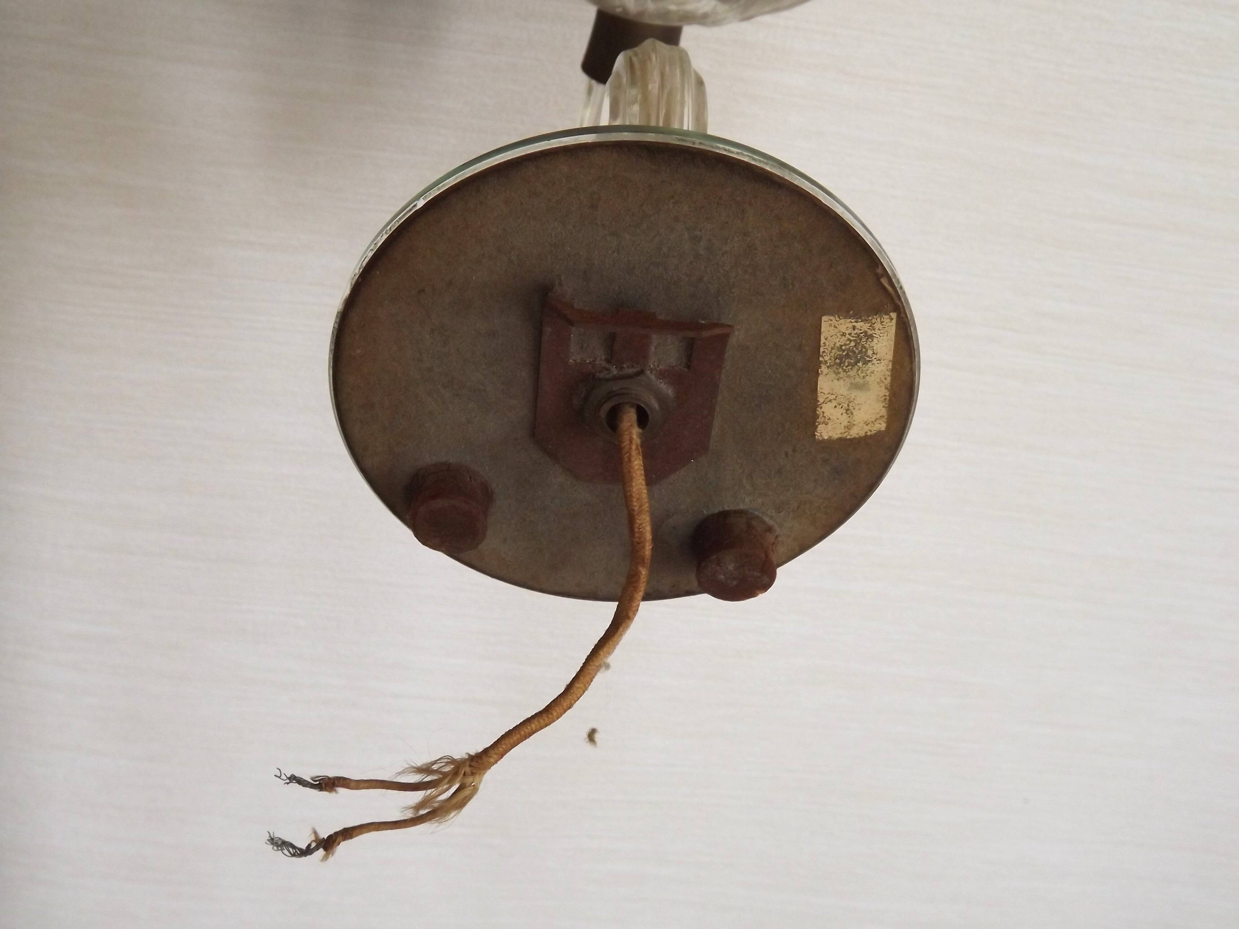 French Vintage Small Mirrored Backplate Wall Sconce Glass Arm & Bobeche