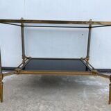End table in bronze and black opaline glass