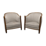 Pair of Art Deco gondola armchairs circa 1920