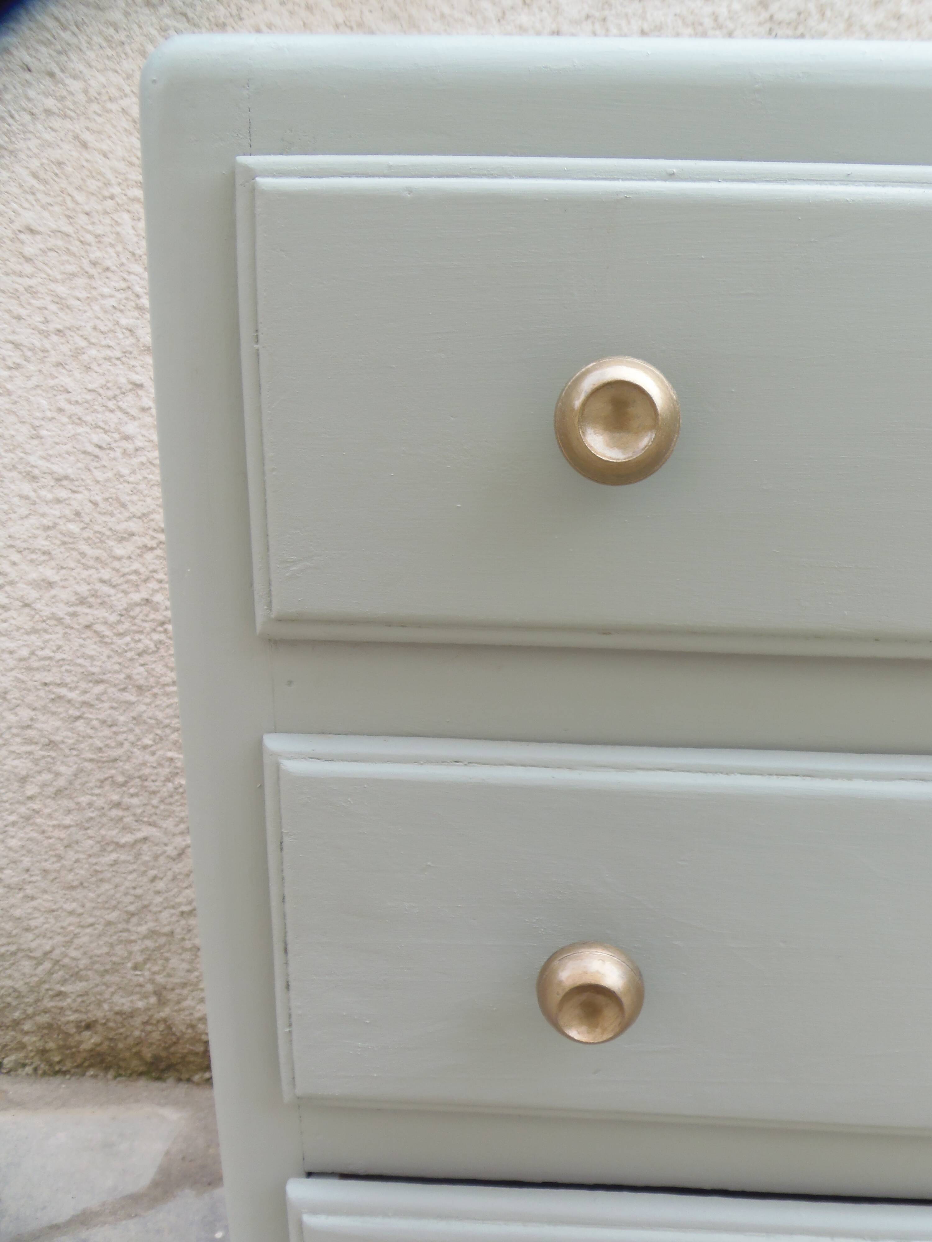 Vintage commode enhanced in grey-green.