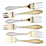 6 fourchettes à dessert modernistes en métal argenté chantourné DEETJEN