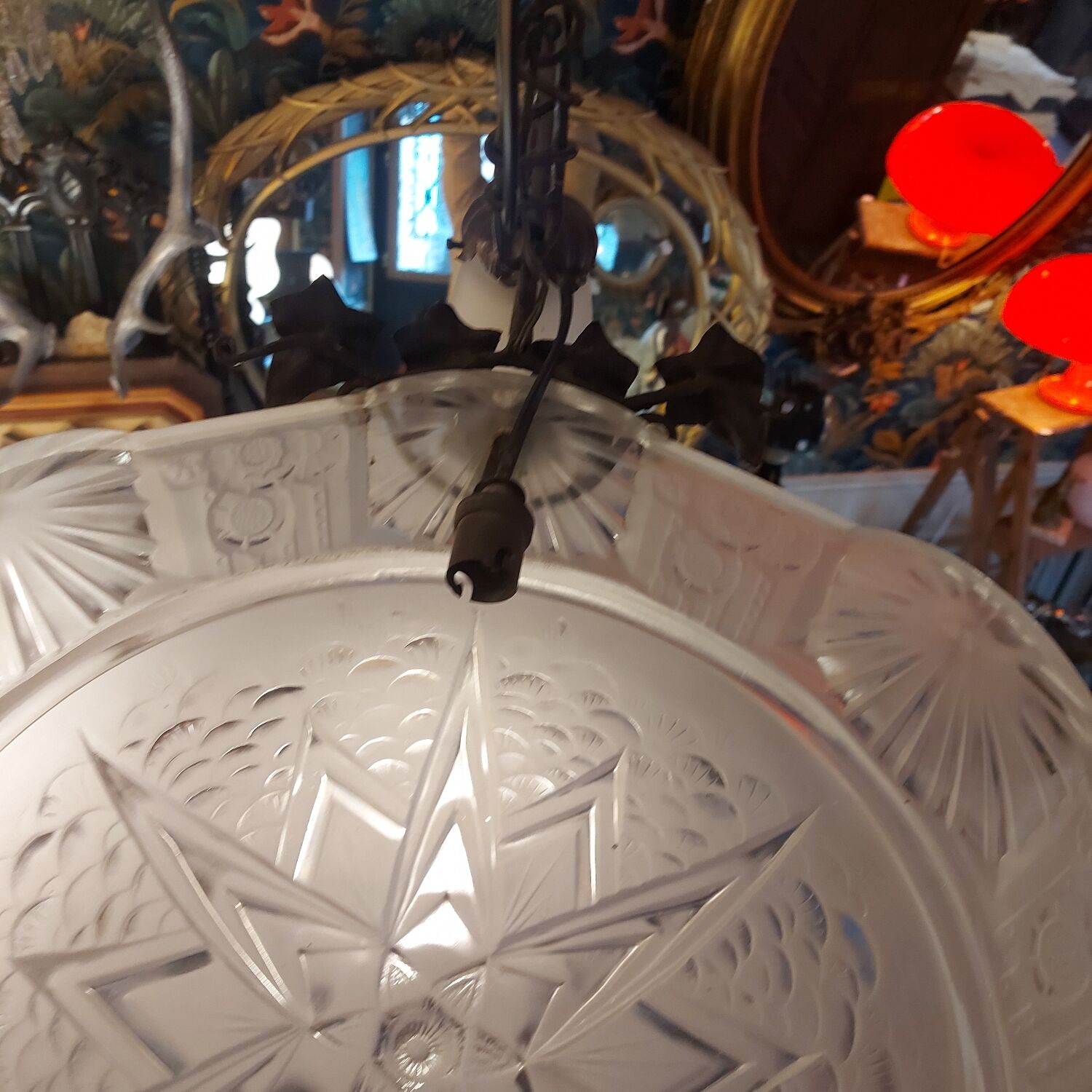 Lustre Muller Frères verre opalescent