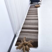 418x65 cm dark brown beige turkish runner wool kilim rug, corridor kilim