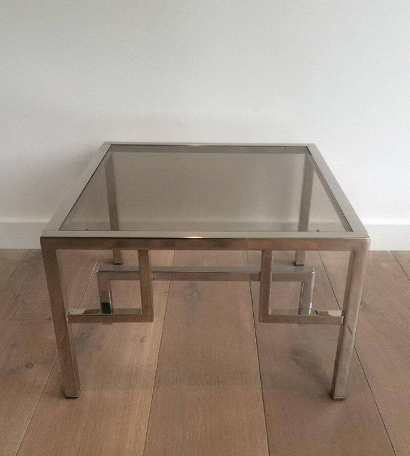 Pair of chrome designer side tables