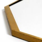 Large unusual Italian Mid Century Modern octagonal brass wall mirror