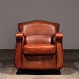Sheep leather armchair Dutch design handmade 1970 - Brand name Joris