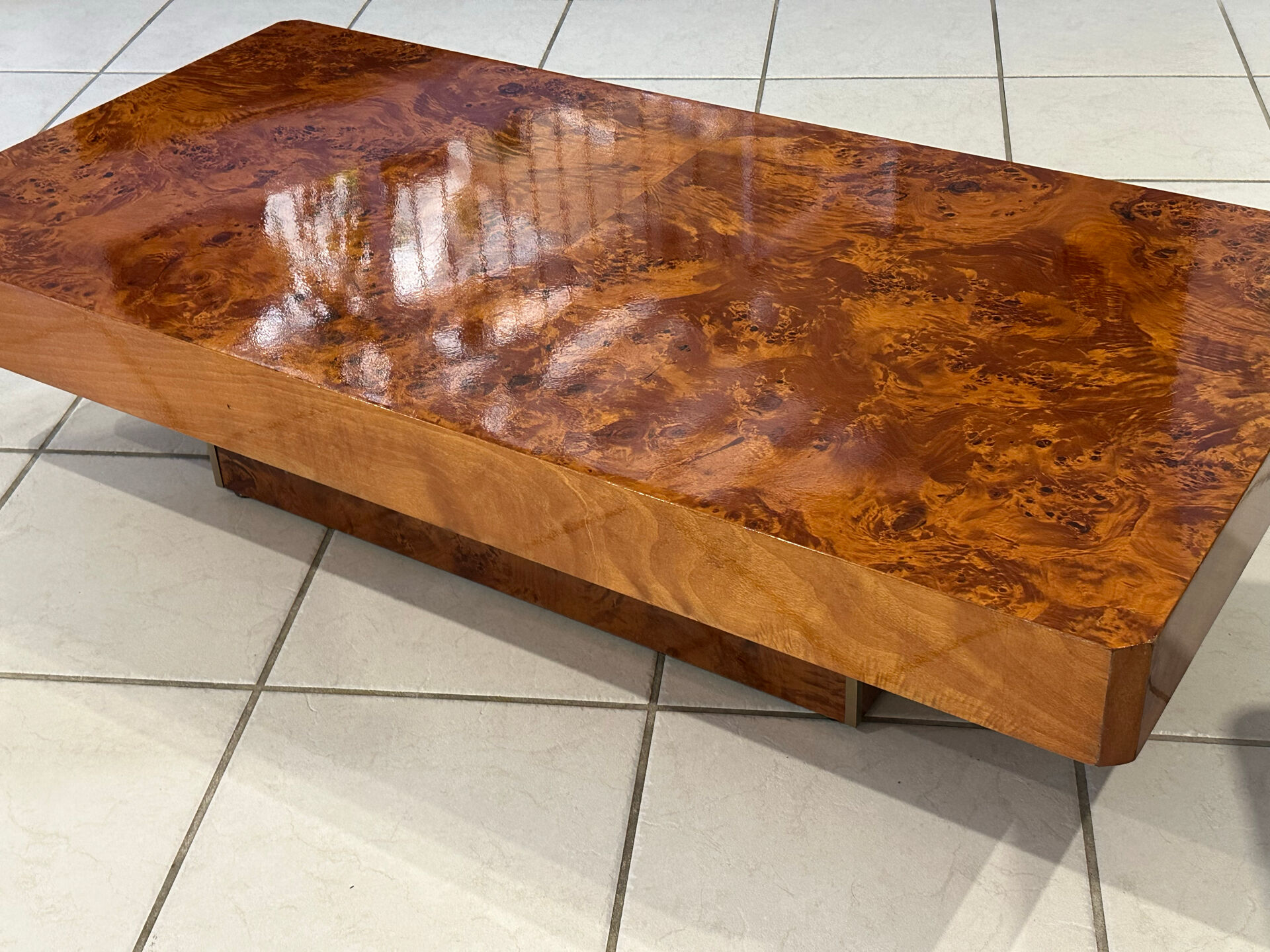 Vintage 1970s Elm Burl Coffee Table