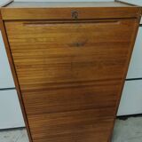 50s-60s double curtain filing cabinet in oak