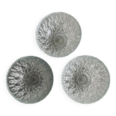 Chiseled glass bowl x3