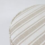 Vintage linen striped beige and white fabric pouf stool set of 2.