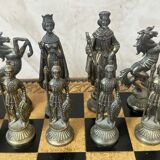 Leather and metal chess set
