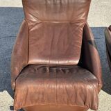 Pair of rocking chairs by De Sede, Switzerland 1970 in brown buffalo leather.
