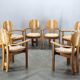Set of 8 Czech Postmodern Pine Dining Armchairs, 1970s